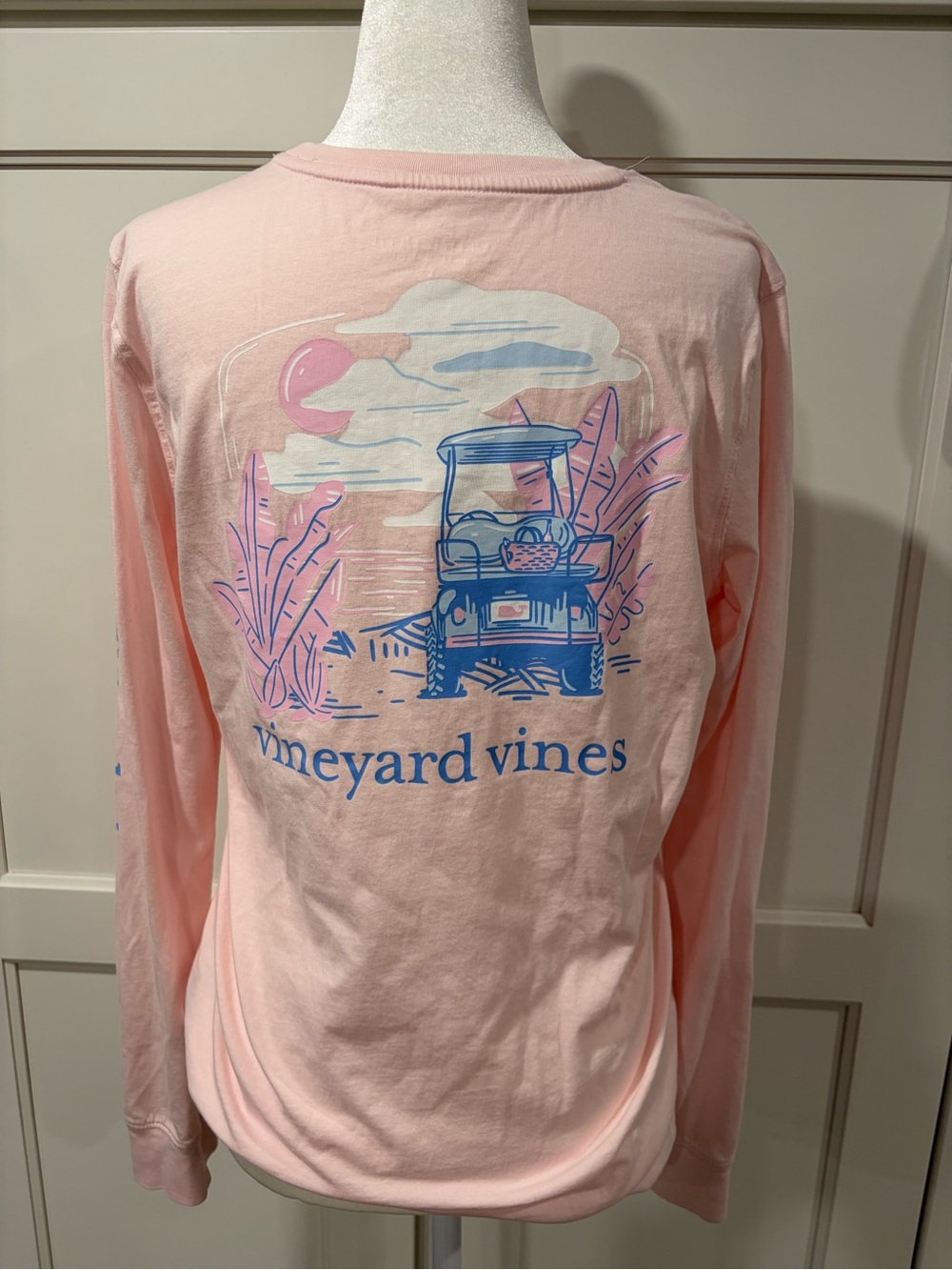 Vineyard Vines Light Pink Long-Sleeve Pocket Tee With Golf Cart - Picture 4 of 5